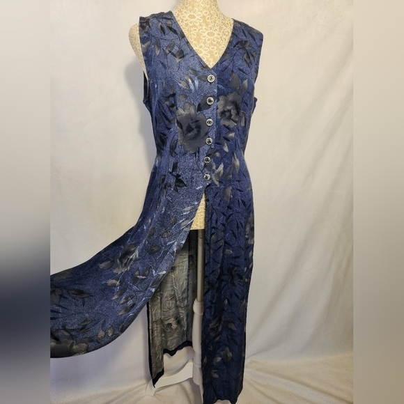 New York Extremes Women's Floral Print Sleeveless Button Down Maxie Duster SZ 6 - Picture 3 of 15